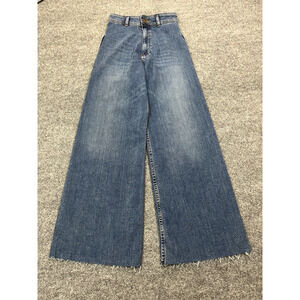 NWT Zara ZW Marine Straight High Rise Jeans Pants 2 Sailor Wide Leg Denim Blue